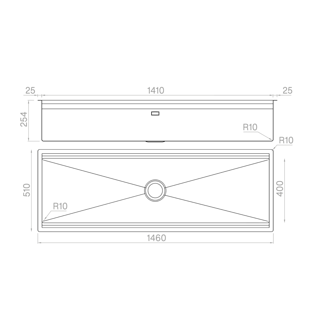 Artinox Planum XL 141, topmount multi-level sink
