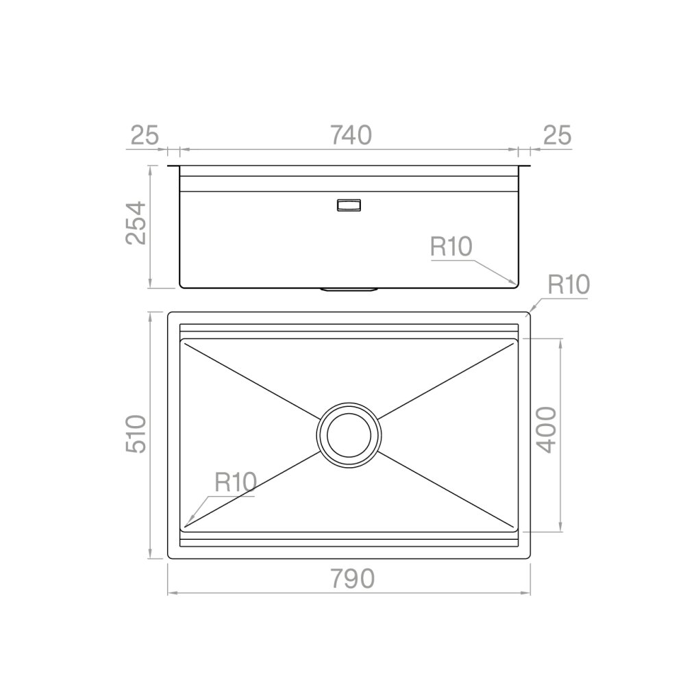 Artinox Planum XL 74, topmount multi-level sink