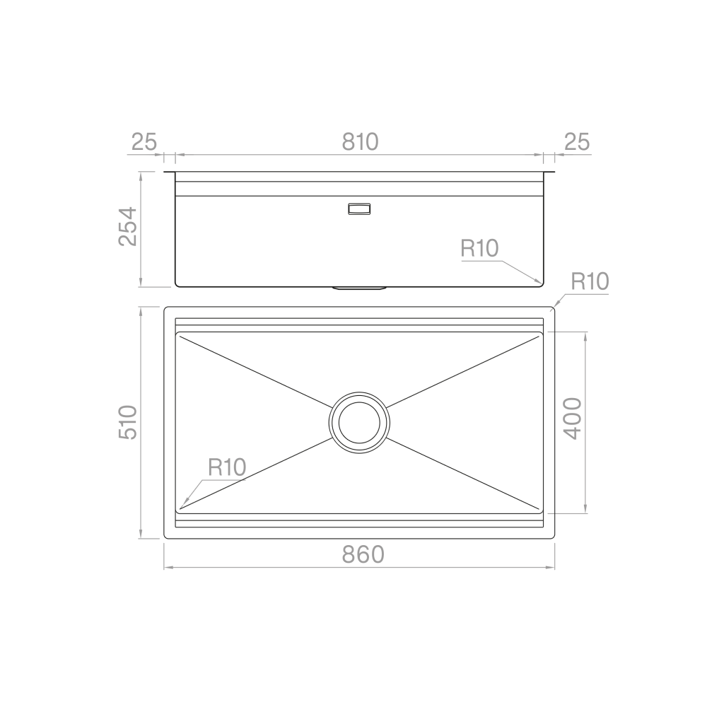 Artinox Planum XL 81, topmount multi-level sink