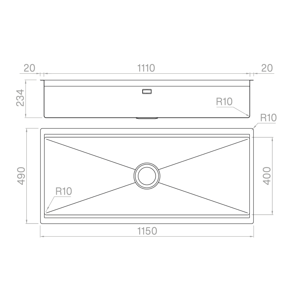 Artinox Planum XT 111 undermount multi-level sink