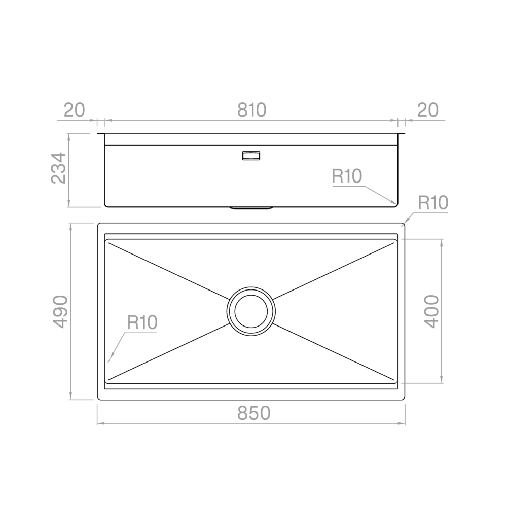 Artinox Planum XT 81, undermount multi-level sink