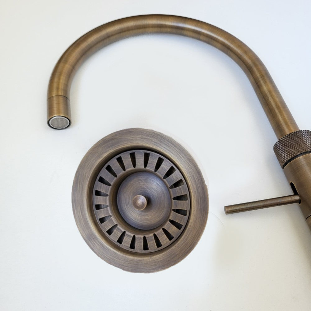 Crudo Single Plumbing Kit with BS Waste & WITHOUT Overflow Patinated Brass