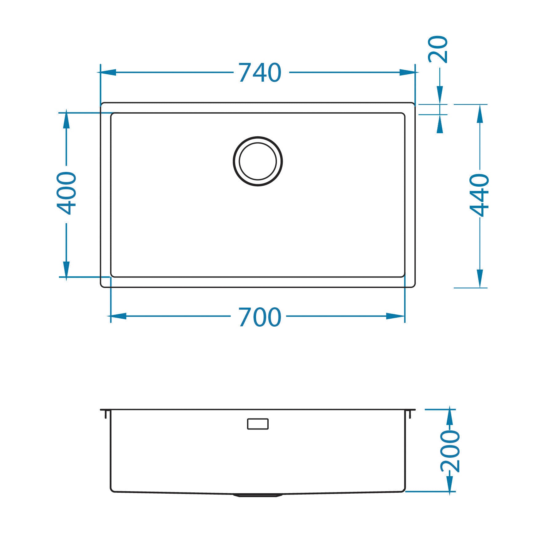 Alveus Monarch Quadrix 60 Bronze, flush/slim/undermount sink