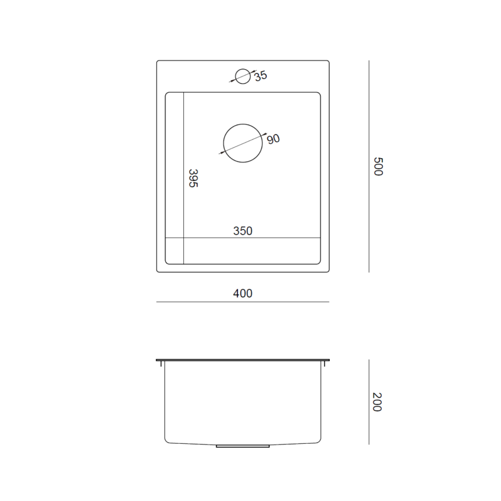 Quadron Russel 90 Gold, PVD Nano kitchen sink