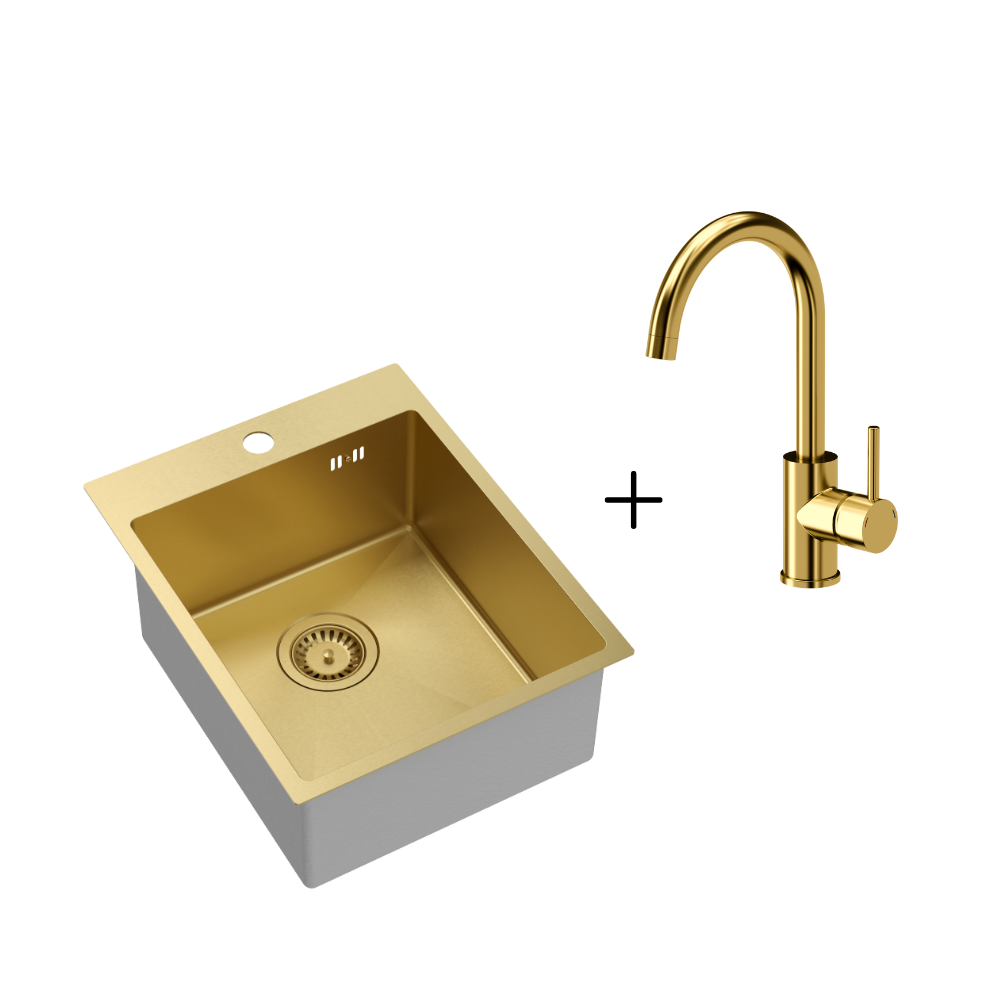 Quadron Russel 90 Gold, PVD Nano kitchen sink