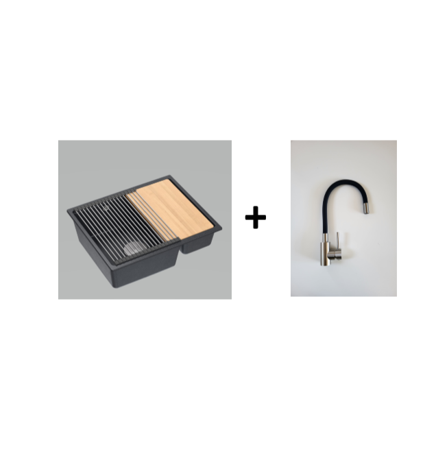 Lonsince 26x22 Black Stainless Steel Drop-In Kitchen Sink – Single Bowl, 16 Gauge, Includes Drain Rack & Cutting Board