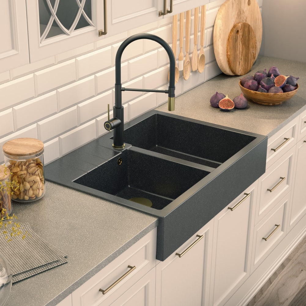 Quadron Bill 120 Pure Carbon Mix & Match, belfast granite sink