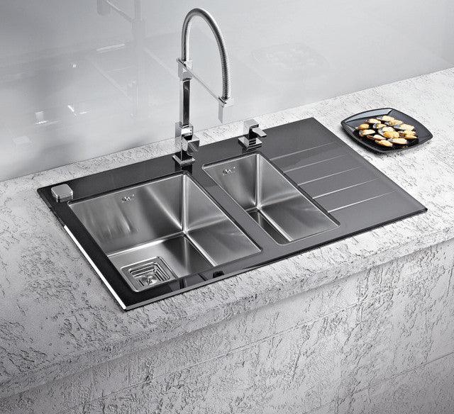 Alveus Crystalix 20, inset sink, glass/ stainless steel - Olif