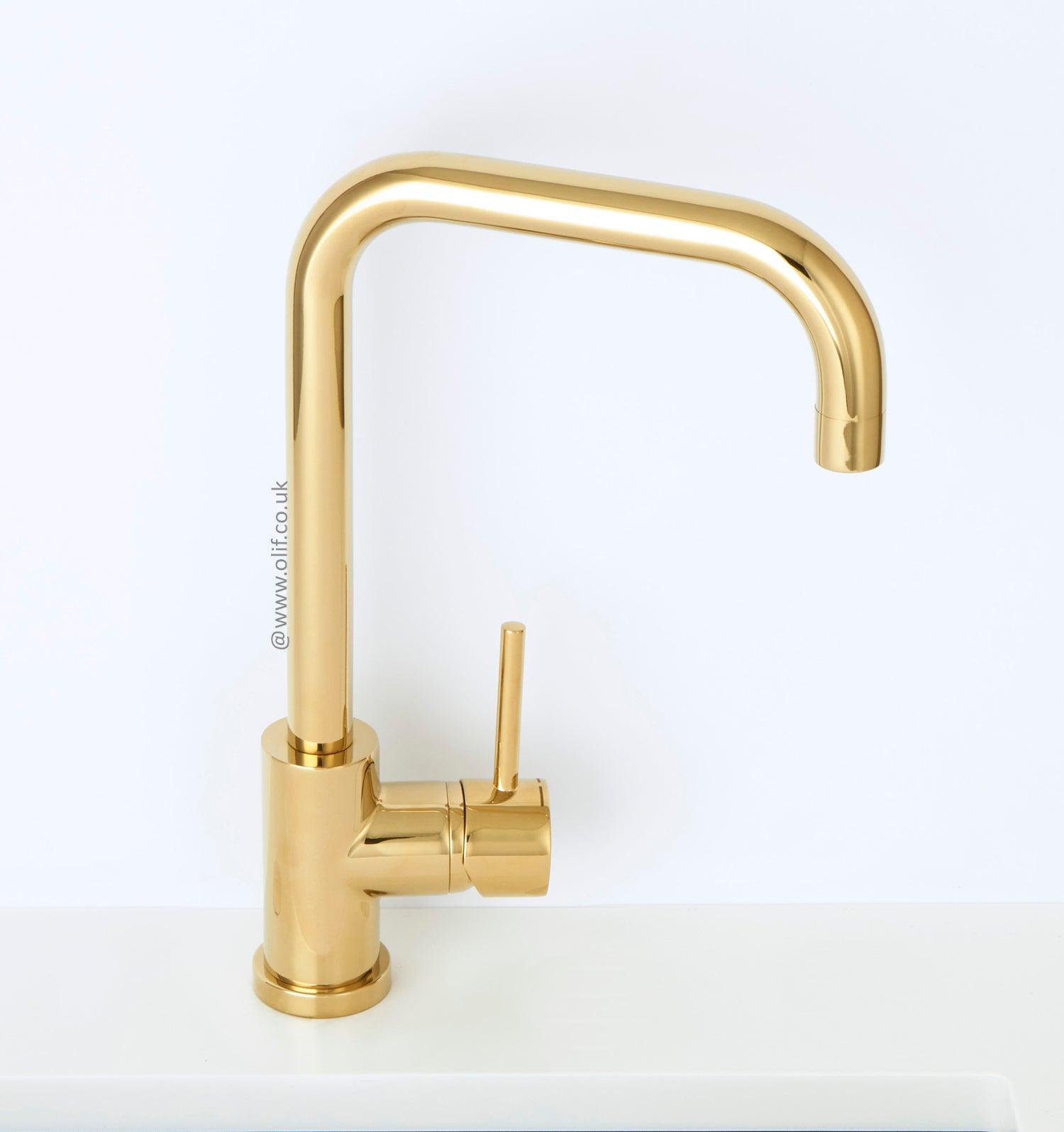 Alveus Delfino Gold, kitchen mixer tap, Monarch collection - Olif