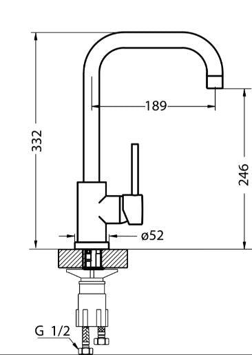 Alveus Delfino Gold, kitchen mixer tap, Monarch collection - Olif