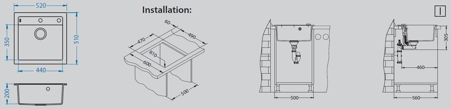 Alveus Formic 20, inset / undermount sink MIX & MATCH - Olif