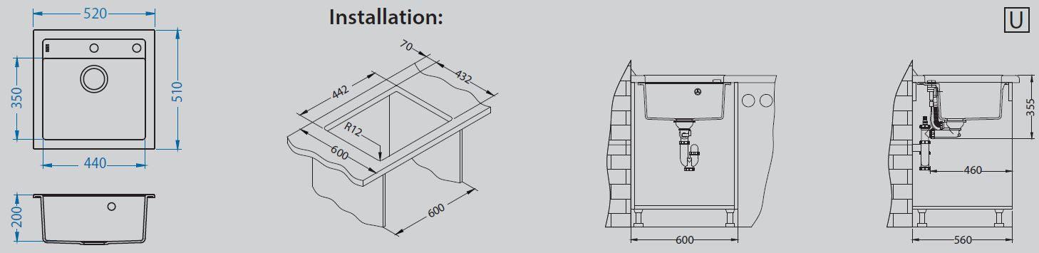 Alveus Formic 20, inset / undermount sink MIX & MATCH - Olif