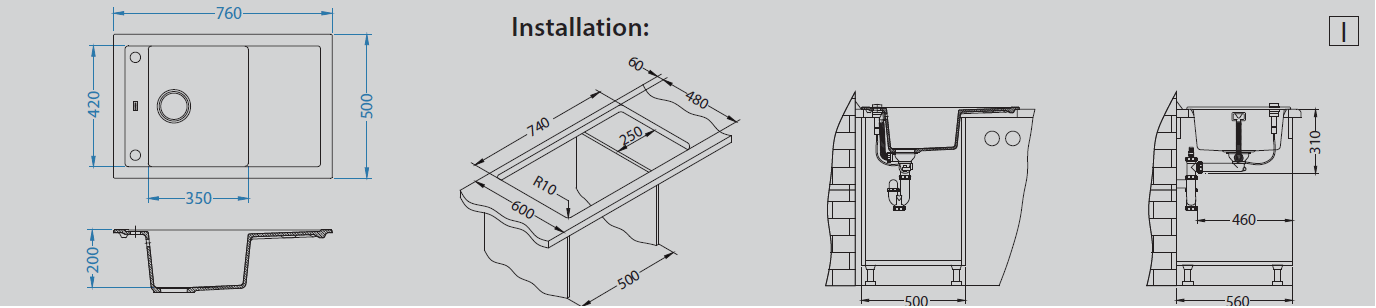 Alveus Formic 30, inset / undermount sink Mix and Match - Olif