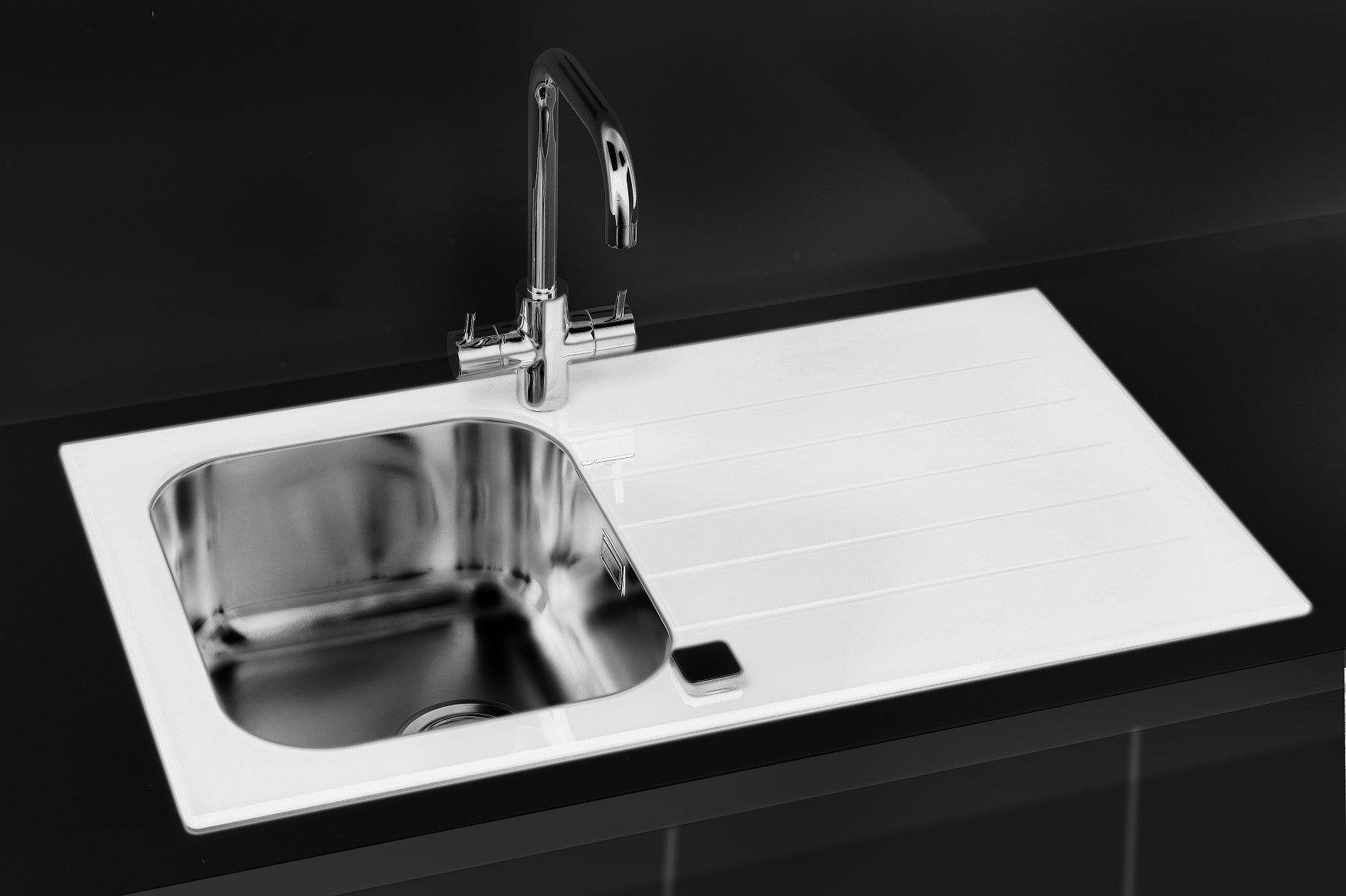 Alveus Glassix 10, inset sink, glass/ stainless steel - Olif