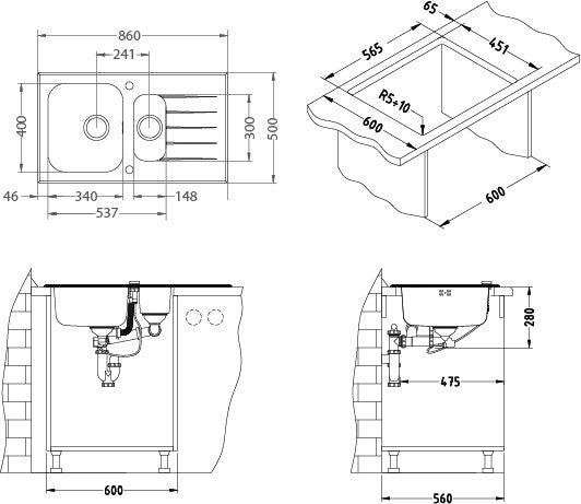 Alveus Glassix 20, inset sink, glass/ stainless steel - Olif