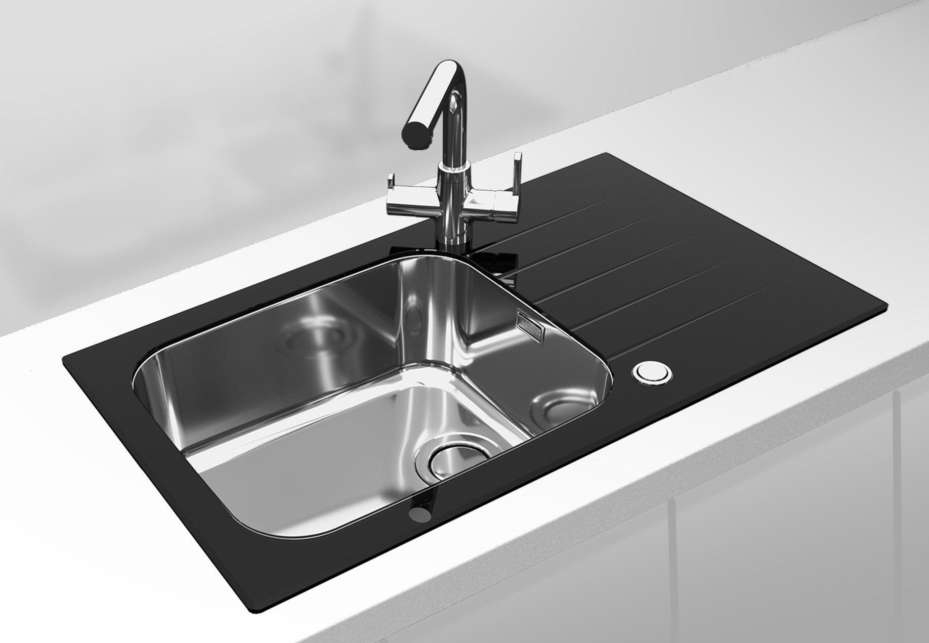 Alveus Glassix Up 40, inset sink, glass/ stainless steel - Olif