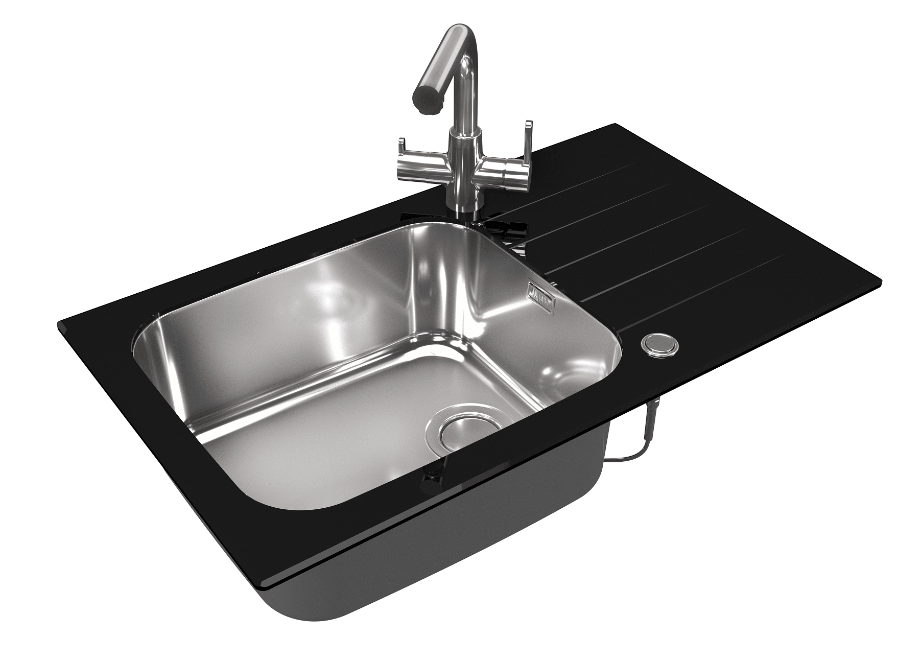 Alveus Glassix Up 40, inset sink, glass/ stainless steel - Olif