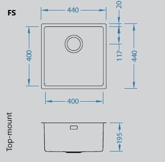 Alveus Kombino 30, undermount or topmount sink - Olif