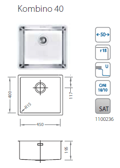 Alveus Kombino 40, undermount or topmount sink - Olif