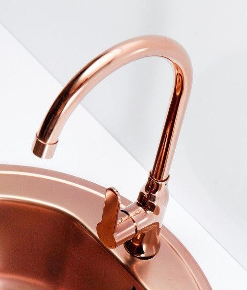 Copper kitchen mixer tap, WRAS certified Alveus Monarch Leo Copper Olif