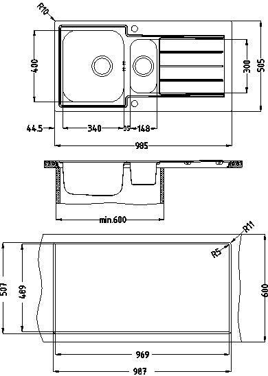 Alveus Line Maxim 10, flush or flat-mount sink - Olif