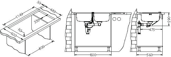 Alveus Line Maxim 100, flush or flat-mount sink - Olif