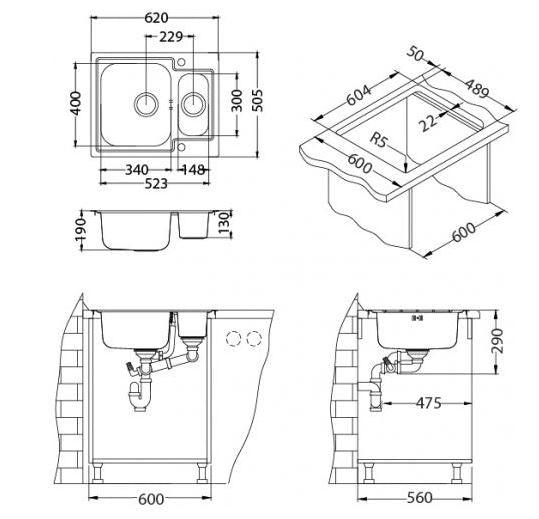 Alveus Line Maxim 50, flush or flat-mount sink - Olif