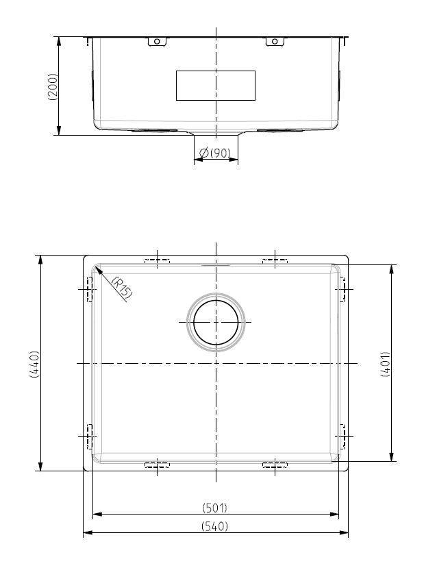 Alveus Monarch Kombino 50 Anthracite undermount sink - Olif