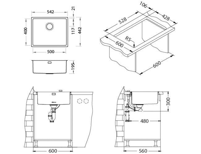 Alveus Monarch Kombino 50 Bronze undermount sink - Olif