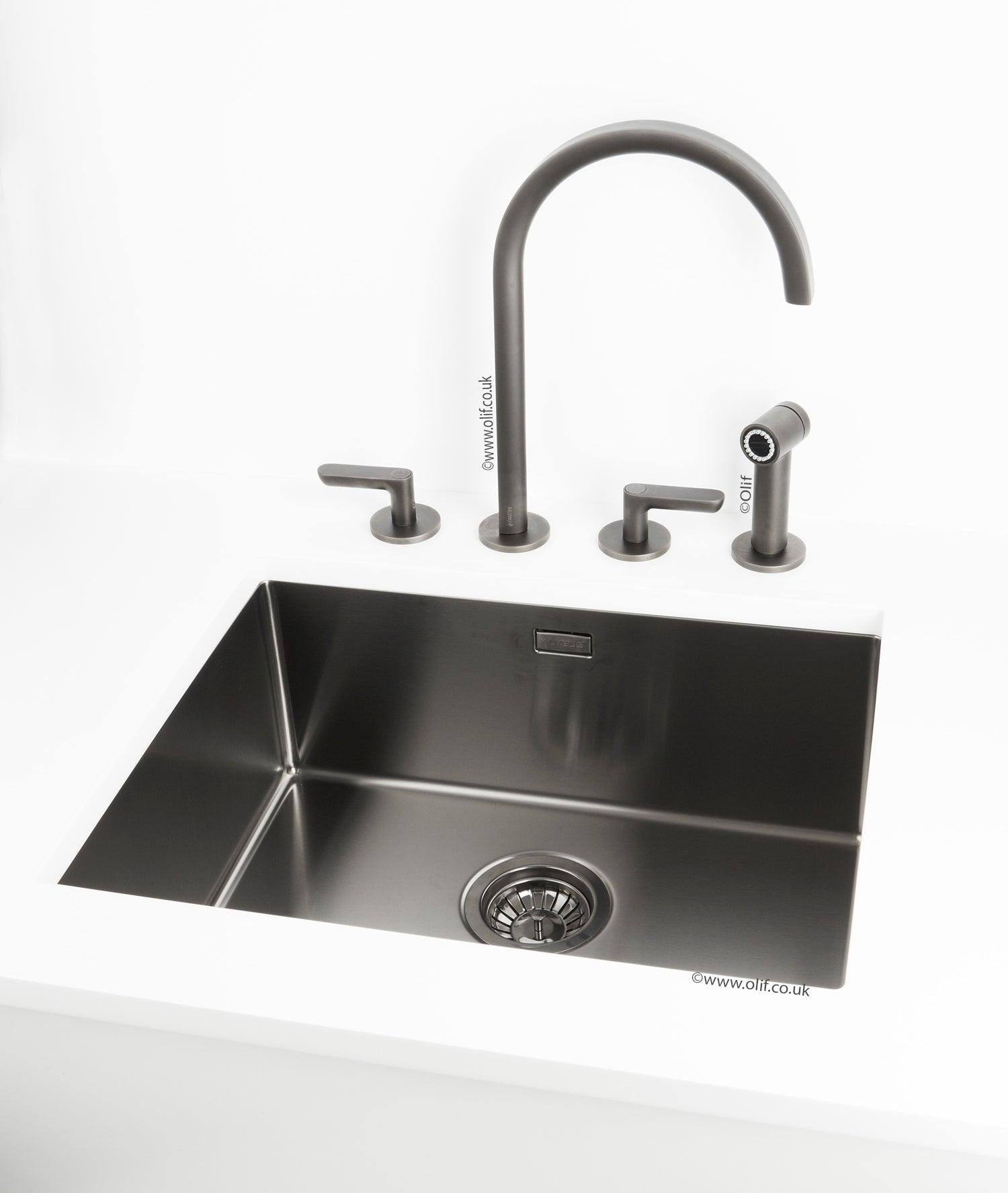 Alveus Monarch Quadrix 50 Anthracite, flush/slim/undermount sink - Olif