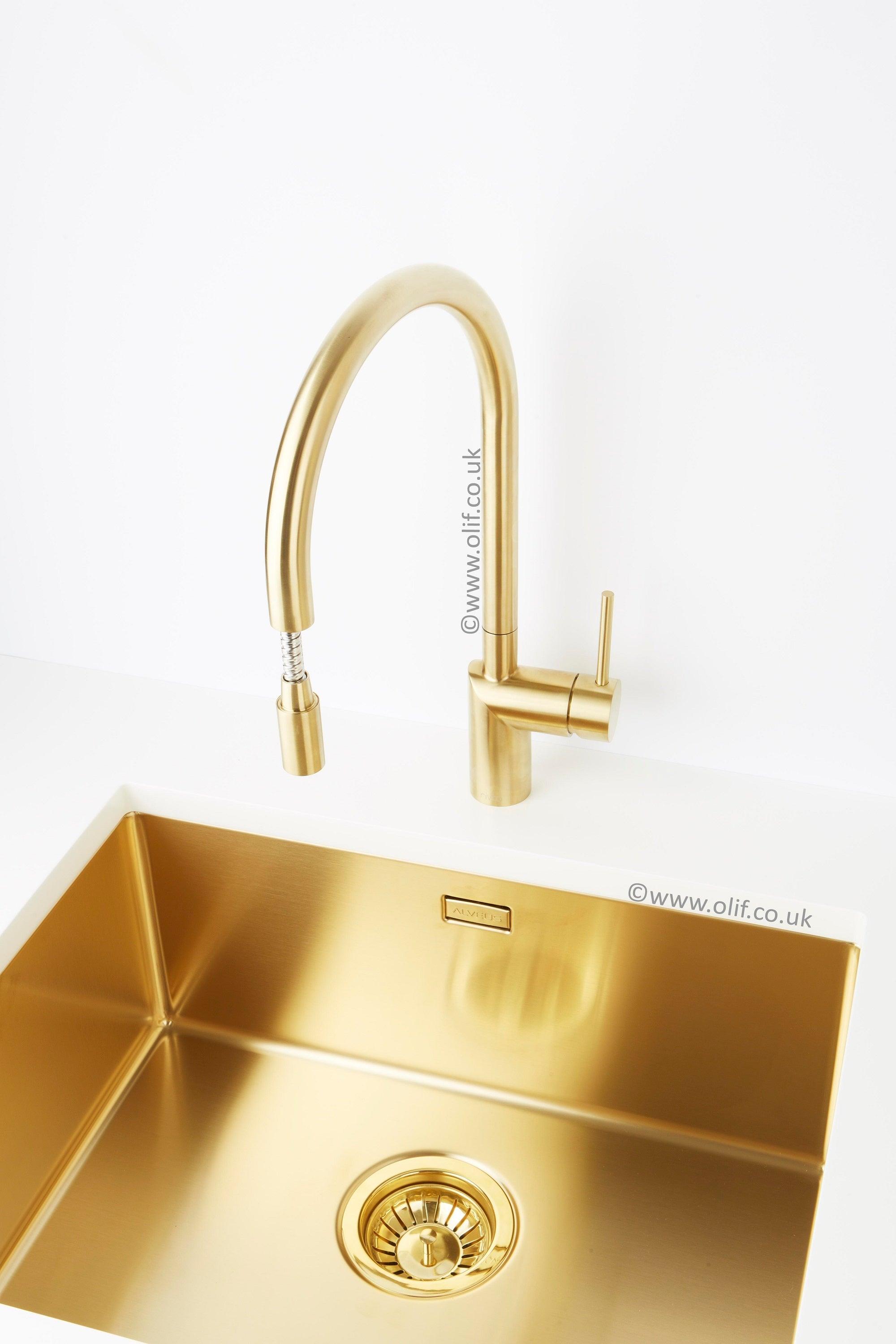 Alveus Monarch Quadrix 50 Gold, flush/slim/undermount sink - Olif