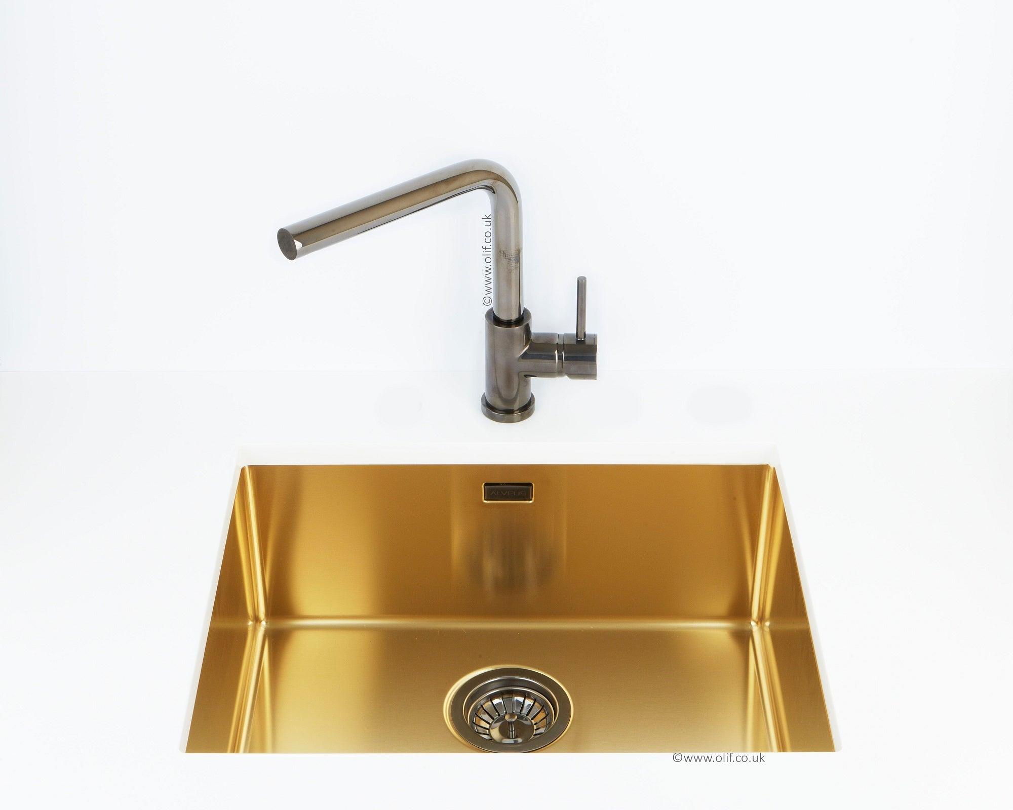 Alveus Monarch Quadrix 50 Gold, flush/slim/undermount sink - Olif