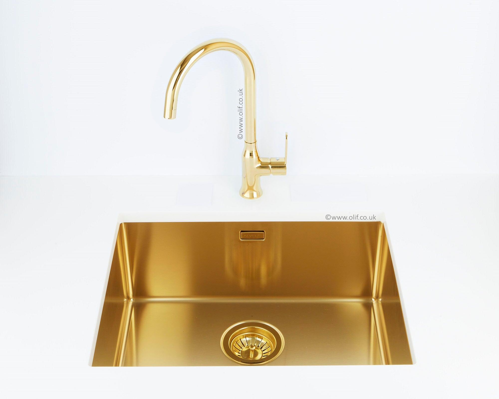 Alveus Monarch Quadrix 50 Gold, flush/slim/undermount sink - Olif