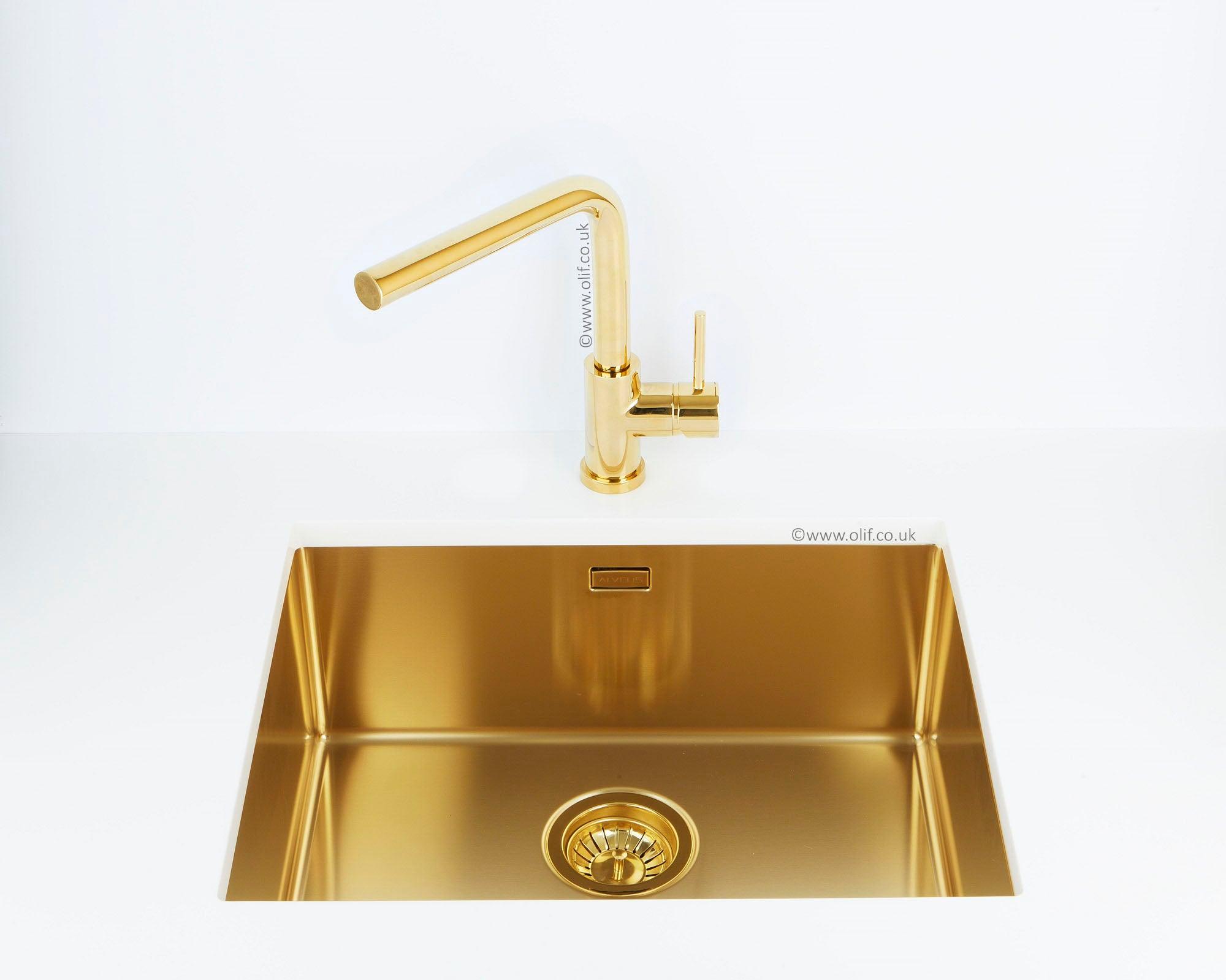 Alveus Monarch Quadrix 50 Gold, flush/slim/undermount sink - Olif