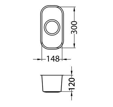 Alveus Monarch Variant 110 Anthracite, undermount sink - Olif