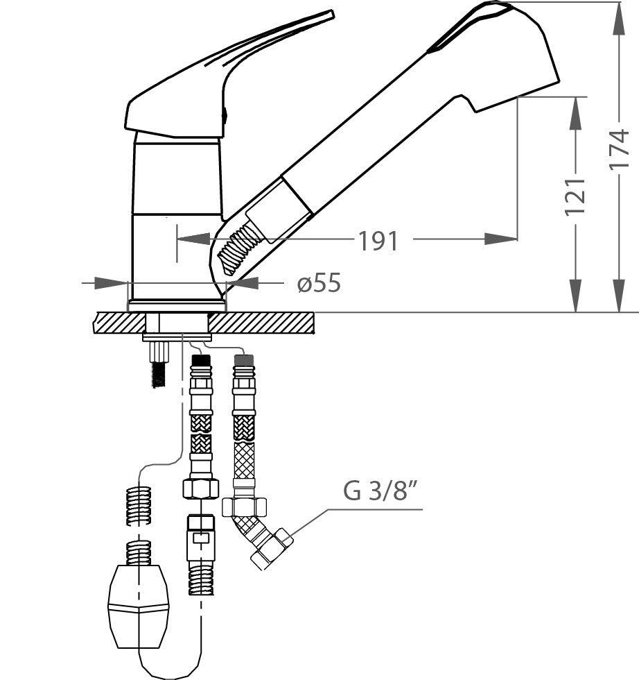 Alveus Mura-PS Chrome, kitchen mixer tap - Olif