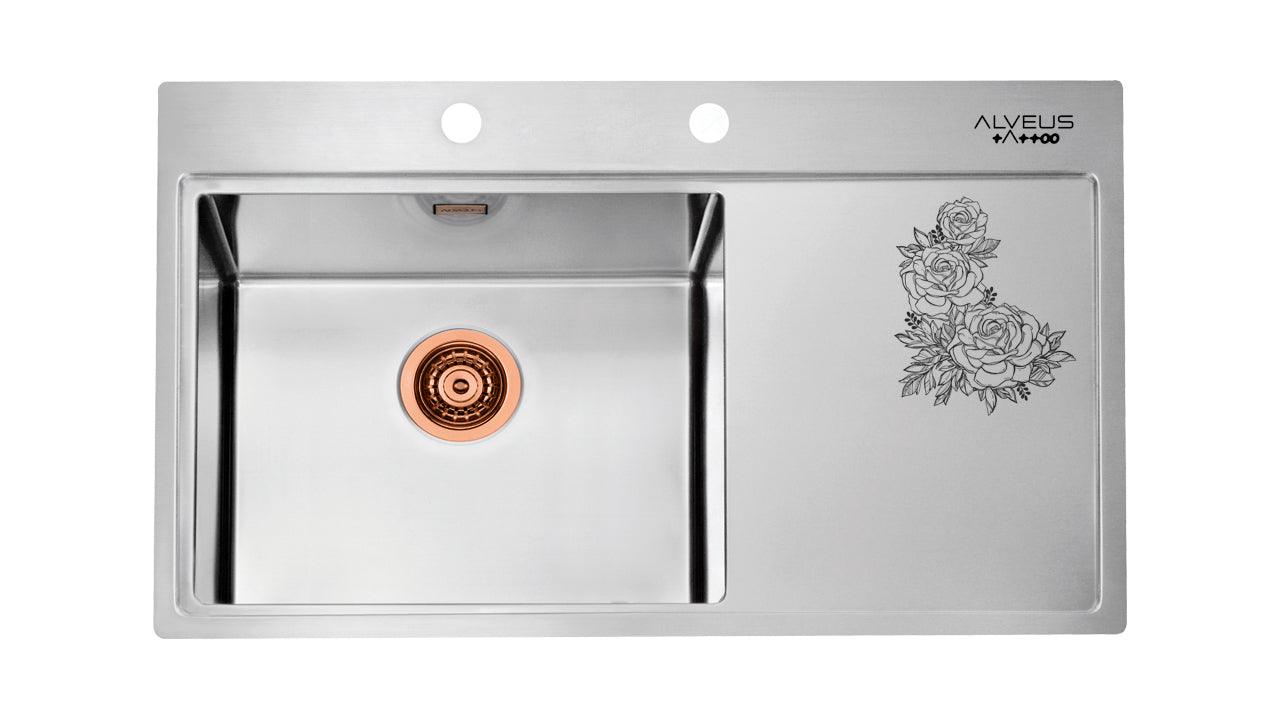 Alveus Pure 50 Tattoo Monarch, flush or flatmount kitchen sink - Olif