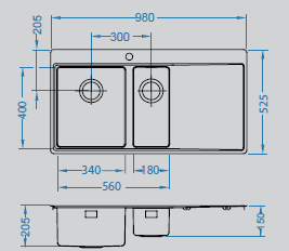Alveus Pure 60, flush or flat-mount sink - Olif