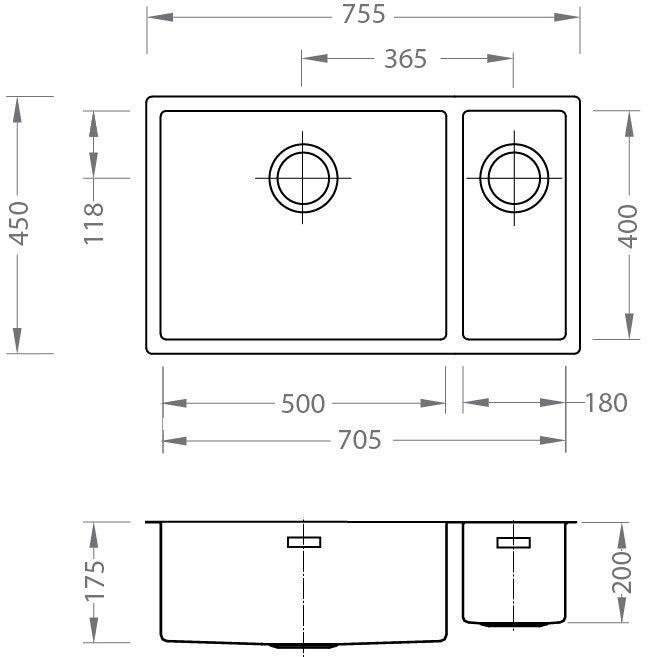 Alveus Quadrix 150, flush or flat-mount sink - Olif