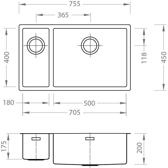 Alveus Quadrix 150, flush or flat-mount sink - Olif
