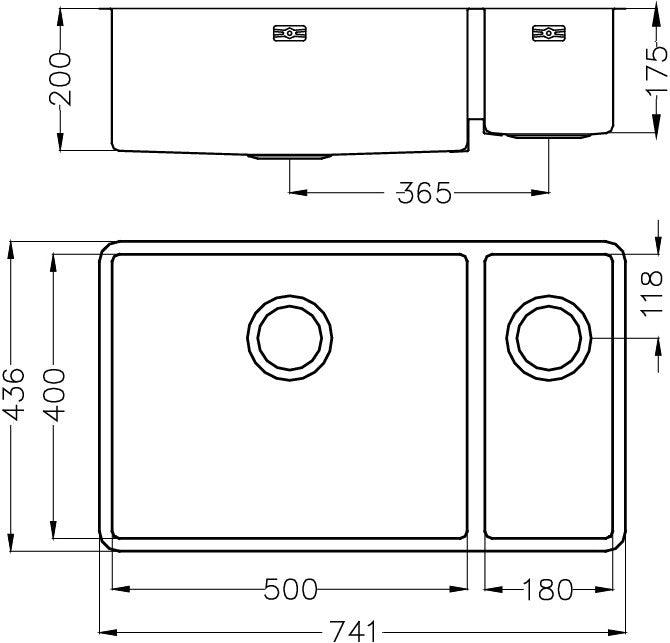 Alveus Quadrix 150, undermount sink - Olif