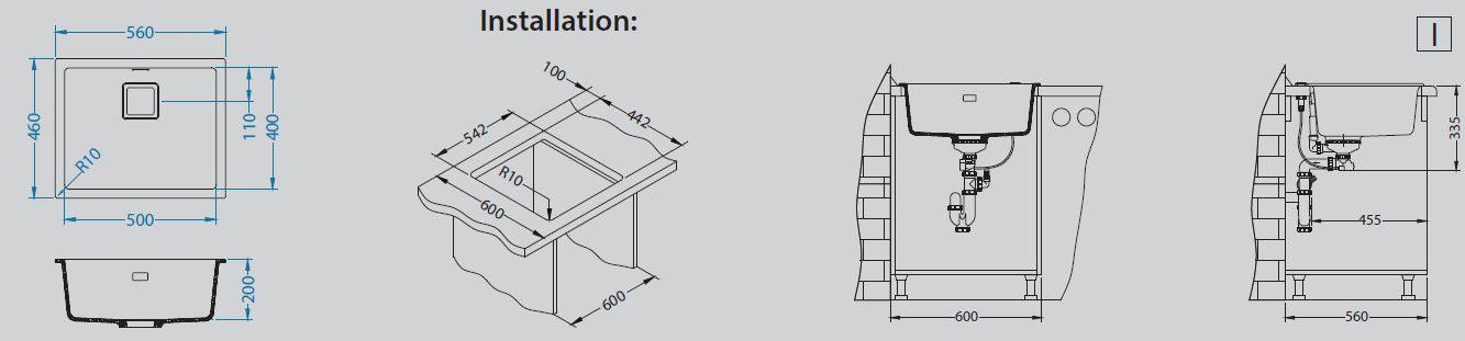 Alveus Quadrix 50 Granital, topmount or undermount sink MIX & MATCH - Olif