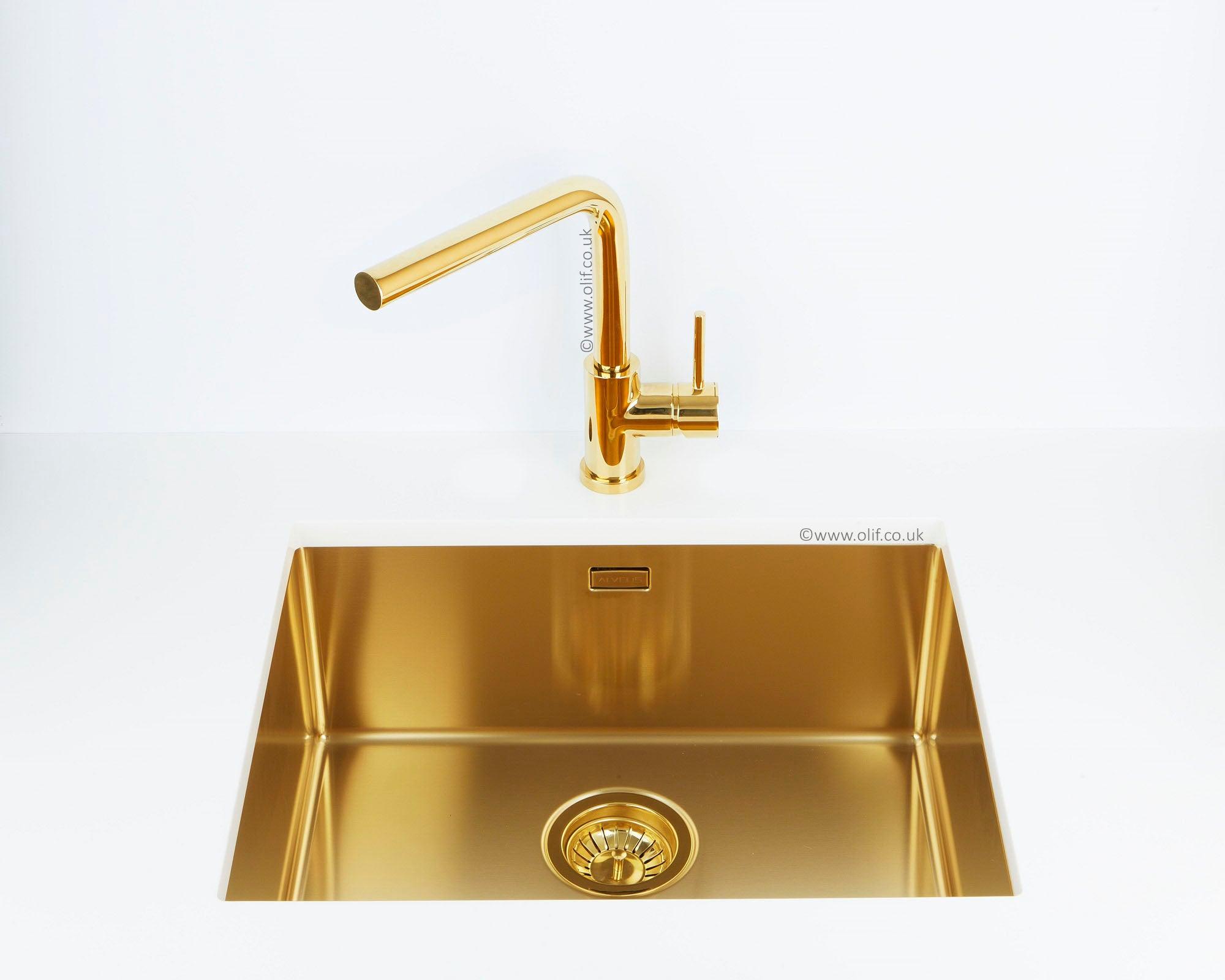 Alveus Toro Gold, kitchen mixer tap, Monarch collection - Olif