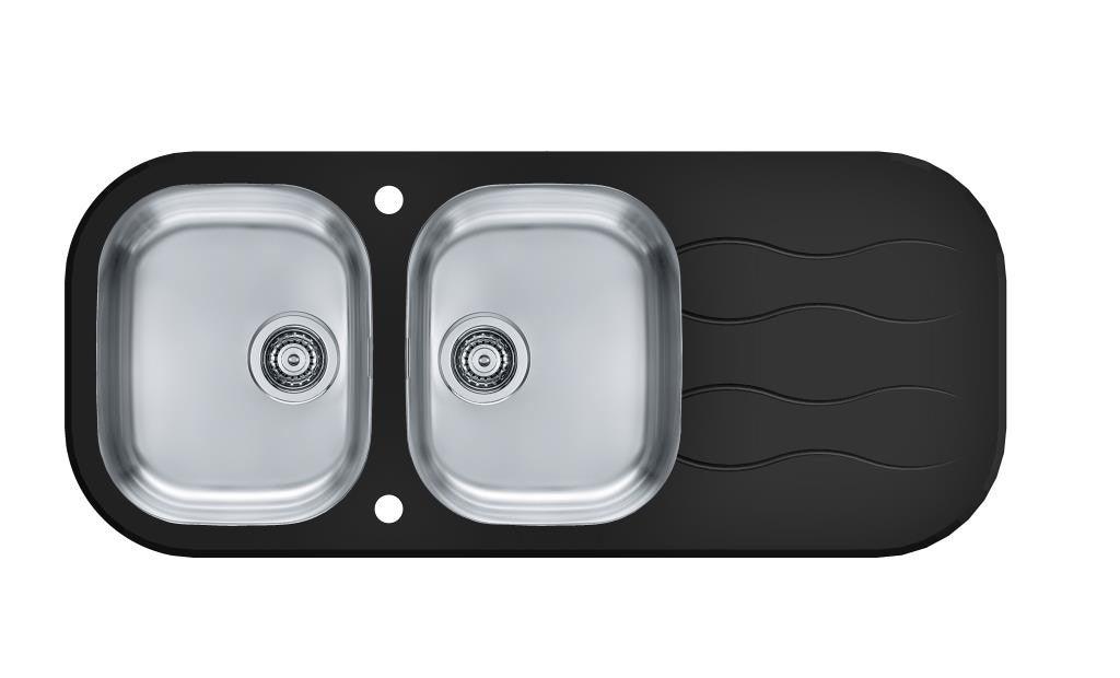 Alveus Wave 40, inset sink, glass/ stainless steel, round