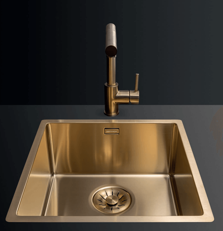 Artinox Athom Gold pull out kitchen tap - Olif