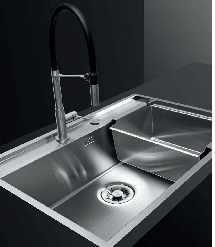 Artinox Hero Black and Brushed Steel kitchen tap - Olif