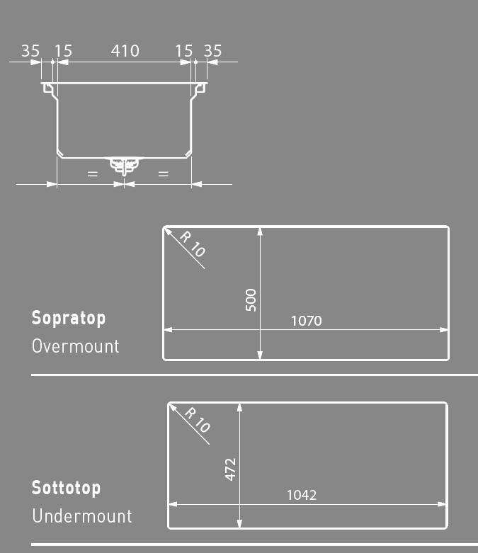 Artinox Layer BRL 104, top or undermount multi-level sink - Olif