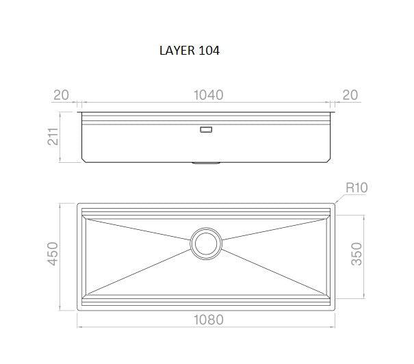 Artinox Layer SBR 104, top or undermount multi-level sink - Olif
