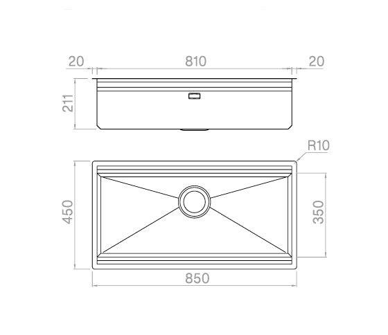 Artinox Layer SBR 81, top or undermount multi-level sink - Olif