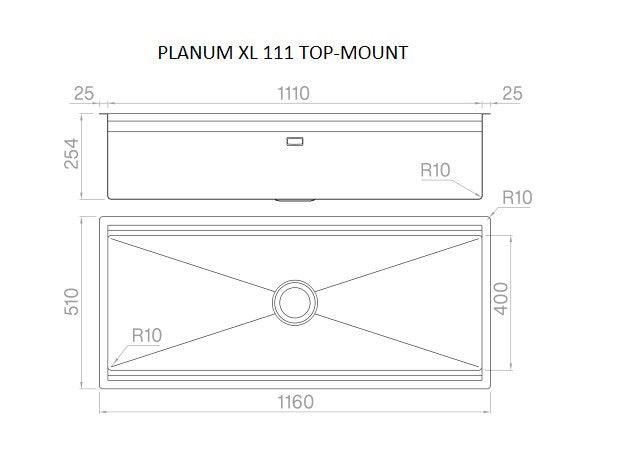 Artinox Planum 111 XL, top or under-mount multi-level sink - Olif